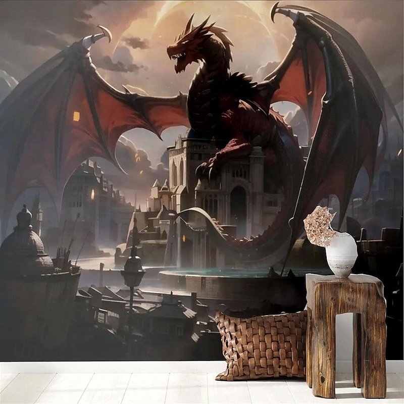 Cool Wallpapers Dragon Wallpaper Wall Mural Wall Sticker Covering Print Peel and Stick Removable Self Adhesive Secret Forest PVC / Vinyl Home Decor3