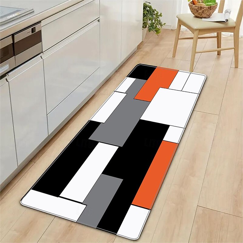 Block Color Orange Area Rug Kitchen Mat Non-Slip Oil Proof Floor Mat Livingroom Rug Indoor Outdoor Mat Bedroom Decor Bathroom Mat Entrance Rug Door Mat
