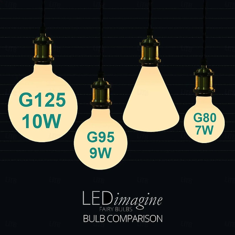 2pcs Globe LED Edison Bulb G80 7W  G95 9W G125 10W  E26/E27 Base Opalescent Glass Facing Very Suitable for Dresser Vanity Mirror Floor Lamp AC85-265V4