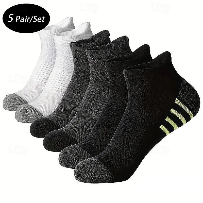 Men's 5 Pack Multi Packs Socks Ankle Socks Low Cut Socks Running Socks Casual Socks Black White Color Color Block Sports & Outdoor Daily Vacation Basic Medium Summer Spring Fashion Casual