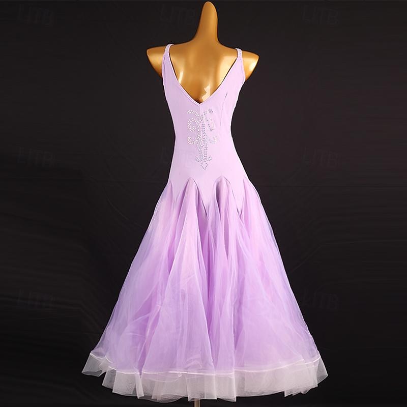 Ballroom Dance Dress Crystals / Rhinestones Women's Performance Daily Wear Sleeveless Spandex Organza2