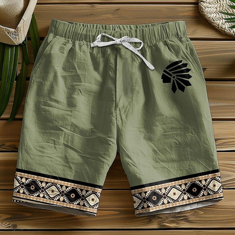Men's Geometric Graphic Prints Shorts Summer Shorts Beach Shorts Mid Waist Designer Ethnic Style Casual Daily Holiday Drawstring Elastic Waist 3D Print Designer Clothing Apparel3
