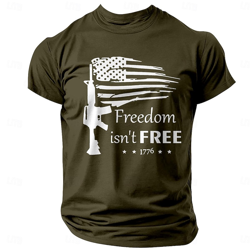 Veterans Day Men's Patriot Patriotic Veteran Letter T shirt Tee Top Cotton Short Sleeve Graphic Shirt Black White Army Green Comfortable Tee Street Fashion Designer