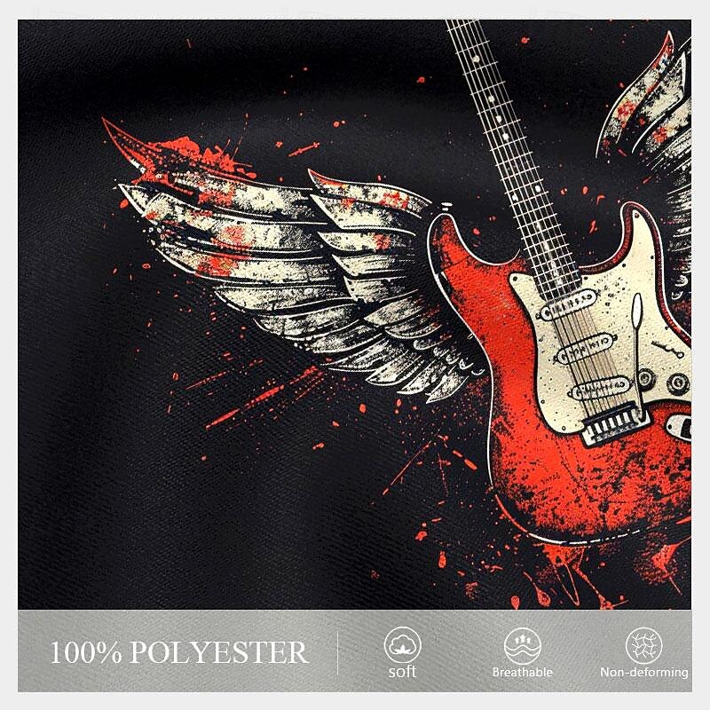 Men's Guitar Shirt T Shirt Short Sleeve T shirt 3D Print Crew Neck Shirt Vacation Retro Vintage Street Daily Black 1 Black White Summer Spring Clothing Apparel S M L XL XXL XXXL3