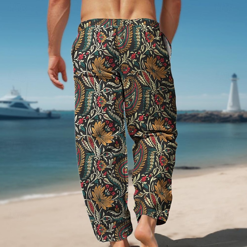 Men's Hawaiian Pants Trousers Outdoor Holiday Vacation Relaxed Fit Micro-elastic2