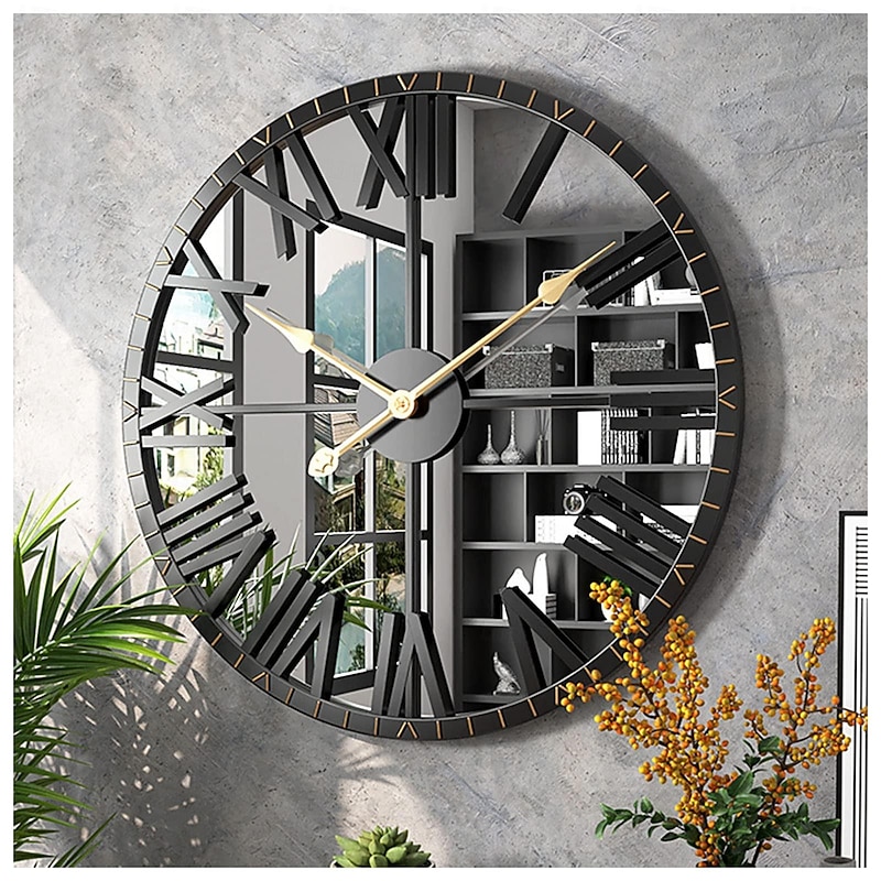 Wall Clocks for Living Room Decorative Wall Clocks for Decor Mirrored Modern Wall Clock with Roman Numerals Frame Large Clocks for Wall Home Decoration 50 cm3