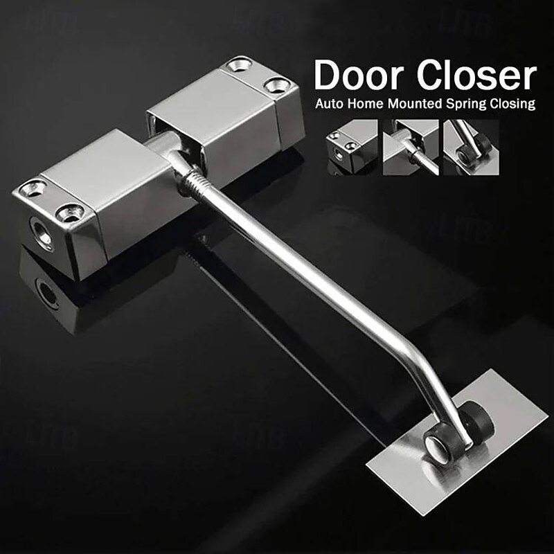 Spring Door Closer, Stainless Steel Adjustable Automatic Door Closer for Residential/Commercial use, Stainless Steel Surface Mounted Door Closer