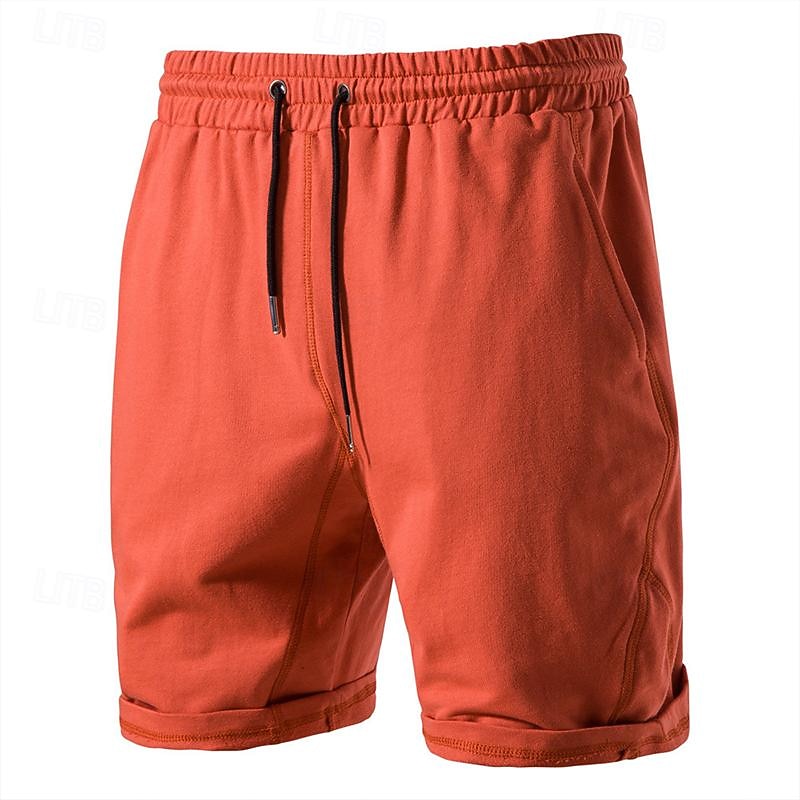 Men's Sweat Shorts Shorts Bermuda shorts Drawstring Elastic Waist Plain Comfort Sports Knee Length Yoga Casual Daily Fashion Athleisure Orange Micro-elastic
