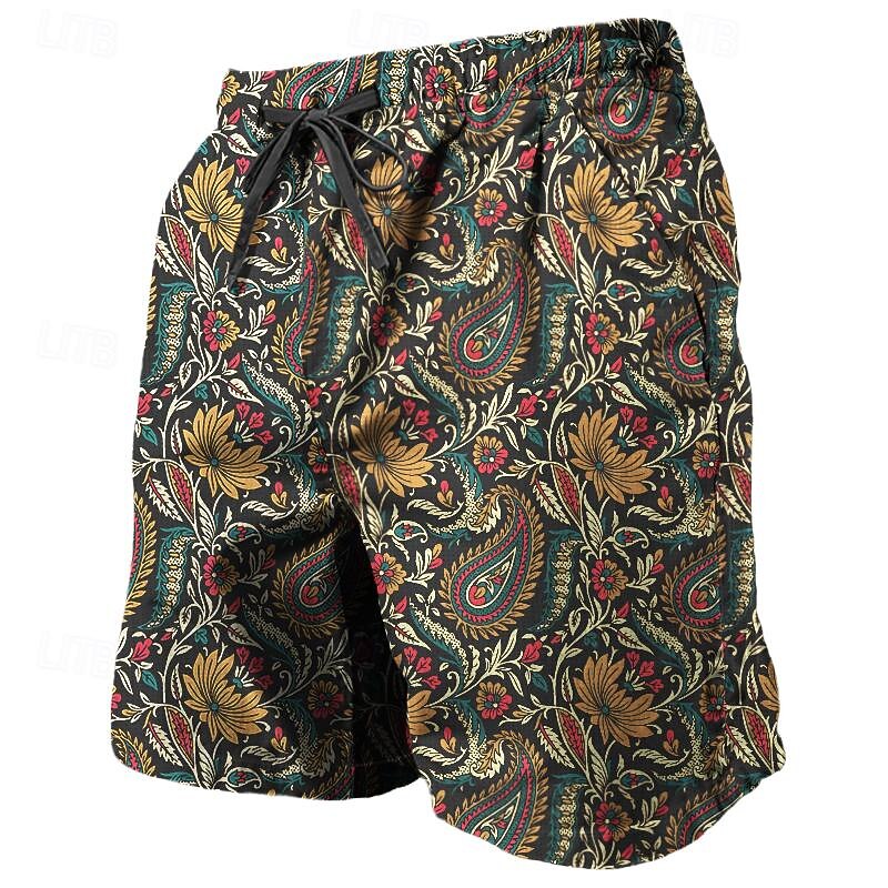 Men's Paisley Gradient Sweat Shorts Beach Shorts Terry Shorts Mid Waist Casual Athleisure Daily Holiday Streetwear Drawstring Elastic Waist 3D Print Designer Clothing Apparel