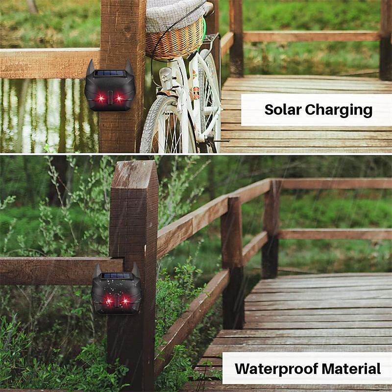 Solar Powered Animal Repeller Solar Ultrasonic Animal RepellentDeterrent Cat/Bird Repeller Frighten Animals Sonar Repellent3