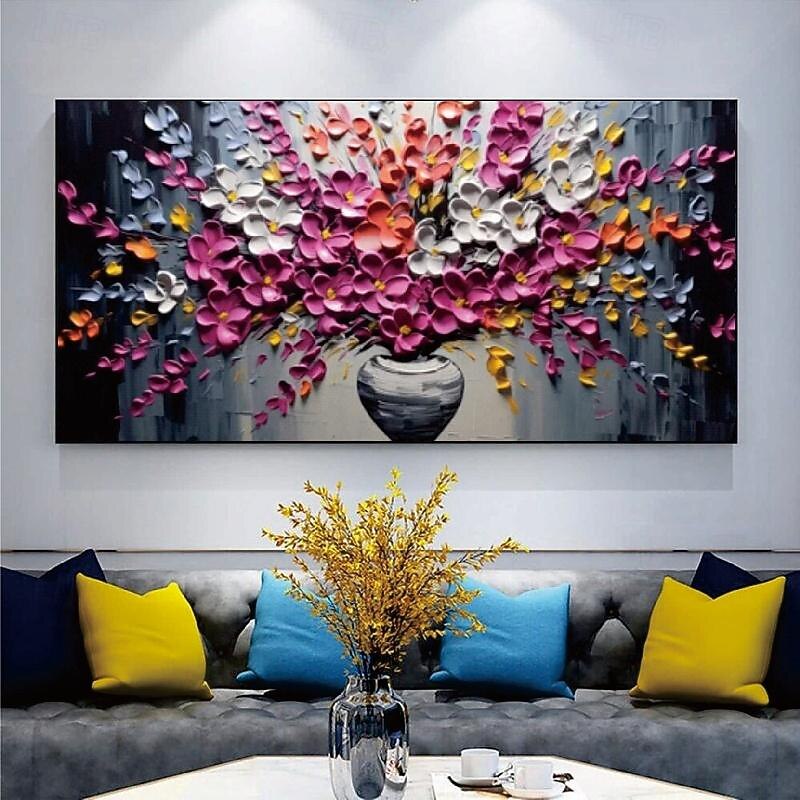 3D Flower oil painting Hand Painted Canvas Flower Art painting hand painted Abstract Landscape Texture Oil Painting Tree Planting wall Painting Bedside Painting Bedroom Art Spring decor