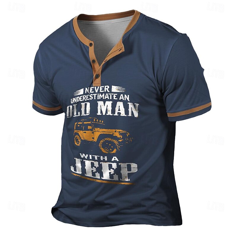 Men's Color Block T shirt Henley Shirt Short Sleeve 3D Print Retro Vintage Classic Casual Sports Outdoor Holiday Going out Spring & Summer Black Navy Blue Brown Army Green Henley Henley T-Shirt
