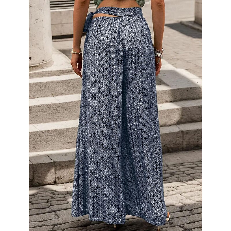 Women's Wide Leg Pants Trousers Casual Daily Long Graphic Wide Leg Breathability Comfortable Micro-elastic Weekend Yellow Pink Navy Blue Green Spring & Summer Loose Fit3