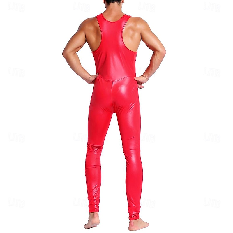 Dance Costumes Exotic Dancewear Pole dance Leotard / Onesie Metal Chain Pure Color Splicing Men's Performance Training Sleeveless High PU3