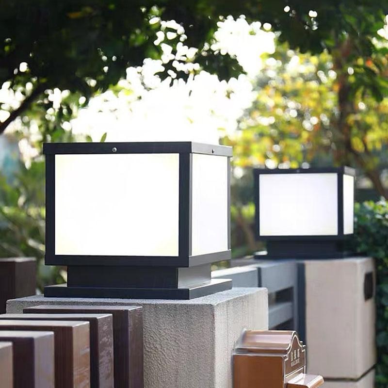 Column Lamp Waterproof Exterior Post Light Fixtures,Pillar Lights Outdoor, IP65 Square Pillar Lights Outdoor Waterproof Aluminum Glass Post Light Fixtures Exterior Pillar Lights Villa Garden Villa Out2