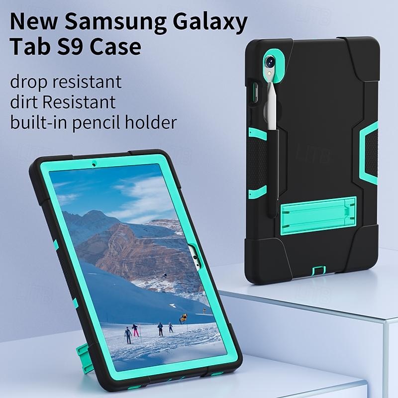 Tablet Case Cover For Samsung Galaxy Tab A9 8.7" S9 11 inch S9 Plus 12.4" A8 10.5'' A7 Lite 8.7'' A7 10.4'' A 8.4" A 8.0" A9 Plus 11" Handle with Adjustable Kickstand Shockproof PC Silicone3