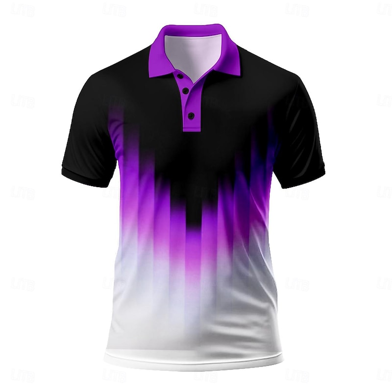 Men's Polo Shirts Golf Shirt Short Sleeve Polo Shirts Collared Shirts Casual Vacation Wear Formal Wear Festival Wear Buttons 3D Print Summer Spring Black / Orange Blue Mint Green2