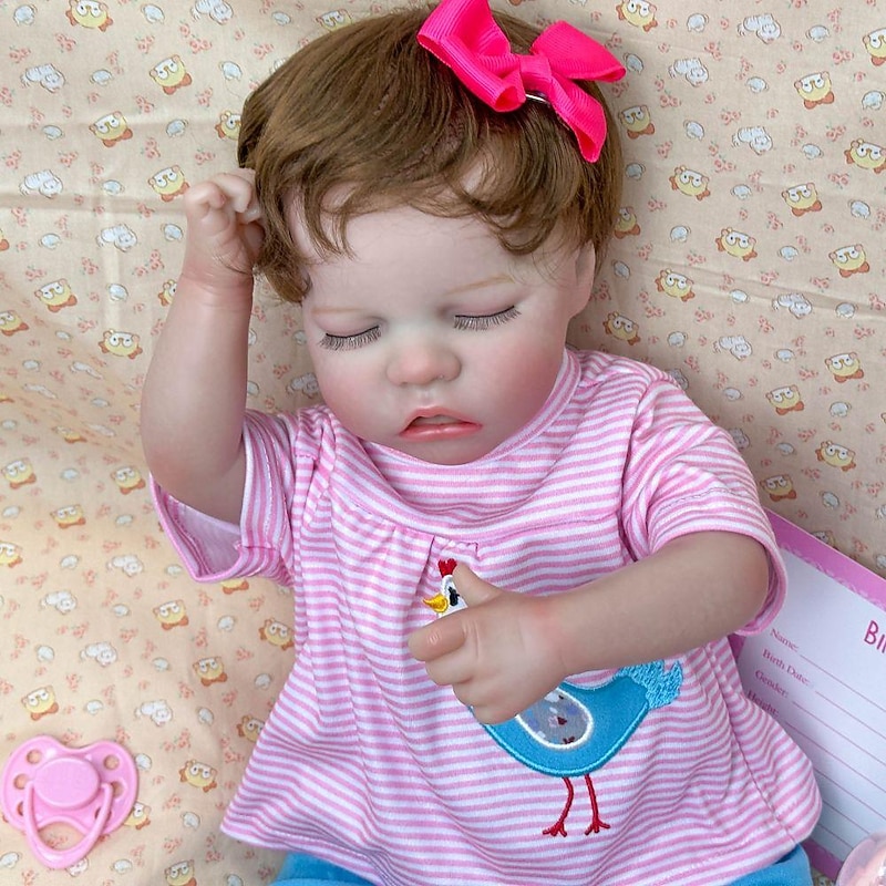 18 inch Reborn Doll Baby & Toddler Toy Reborn Toddler Doll Doll Reborn Baby Doll Baby Baby Girl Reborn Baby Doll Twins A Newborn lifelike Gift Hand Made Non Toxic Vinyl W-031733 with Clothes and2