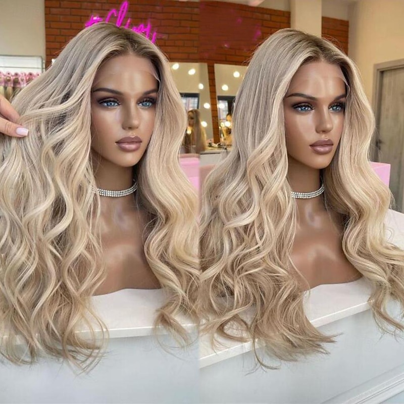 Unprocessed Virgin Hair 13x4 Lace Front Wig Middle Part Brazilian Hair Wavy Multi-color Wig 130% 150% Density Ombre Hair Natural Hairline 100% Virgin Glueless Pre-Plucked For Women Long Human Hair4