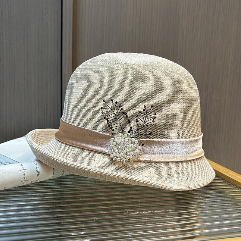 Fascinators Hats Headwear Acrylic / Cotton Bowler / Cloche Hat Bucket Hat Straw Hat Casual Holiday Elegant Vintage With Rhinestone Bows Headpiece Headwear2