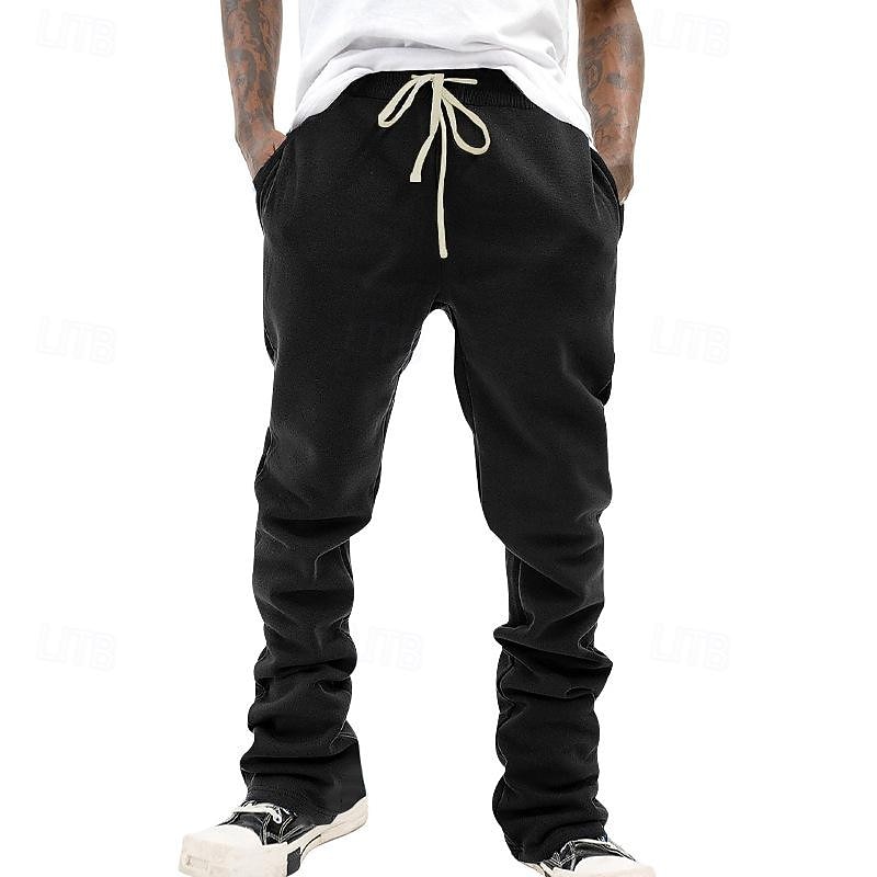 Men's Sweatpants Trousers Casual Pants Drawstring Elastic Waist Straight Leg Plain Comfort Sports Outdoor Daily Fashion Casual Black Pink Micro-elastic2