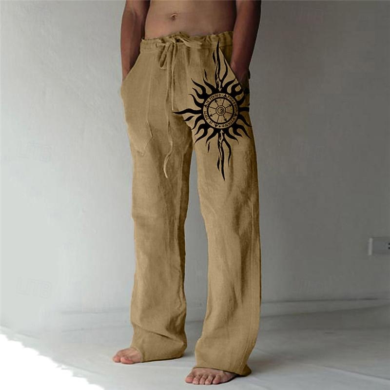 Men's Trousers Summer Pants Beach Pants Straight Drawstring Elastic Waist Front Pocket Graphic Prints Comfort Soft Casual Daily Beach Fashion Designer White Green4