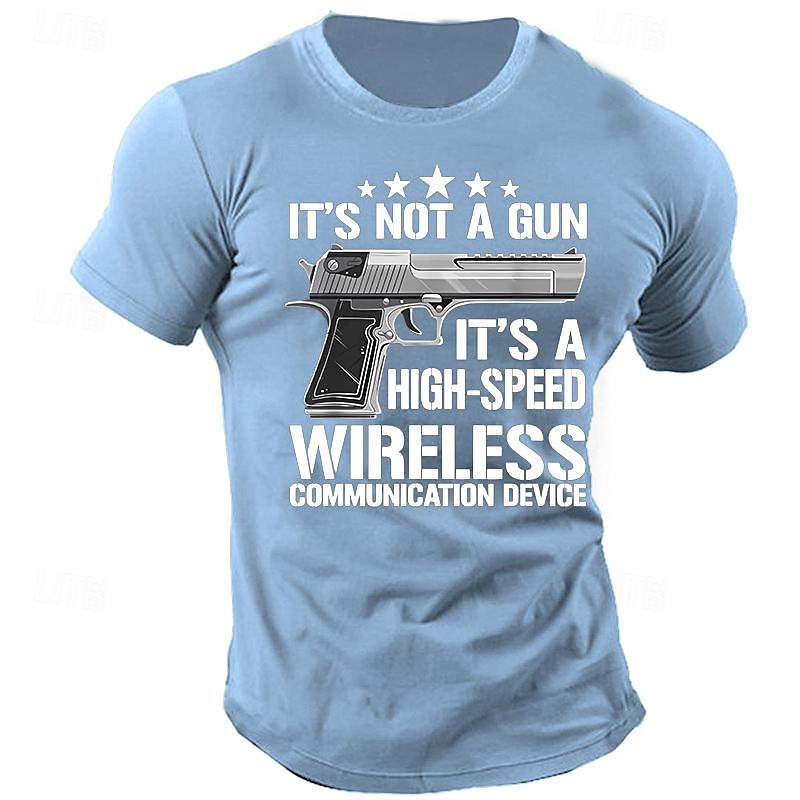 Men's T-Shirt, Graphic Short Sleeve Funny 'It's Not A Gun High-Speed Wireless Communication Device' Pun Tee3