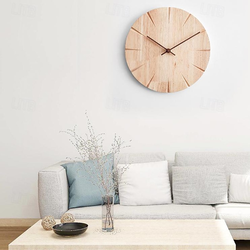 Modern Digital Round Wood Wall Clock Design Silent Fashion Wall Clock Living Room Wall Decoration Home Decoration Gift Wall Clock 30 CM2