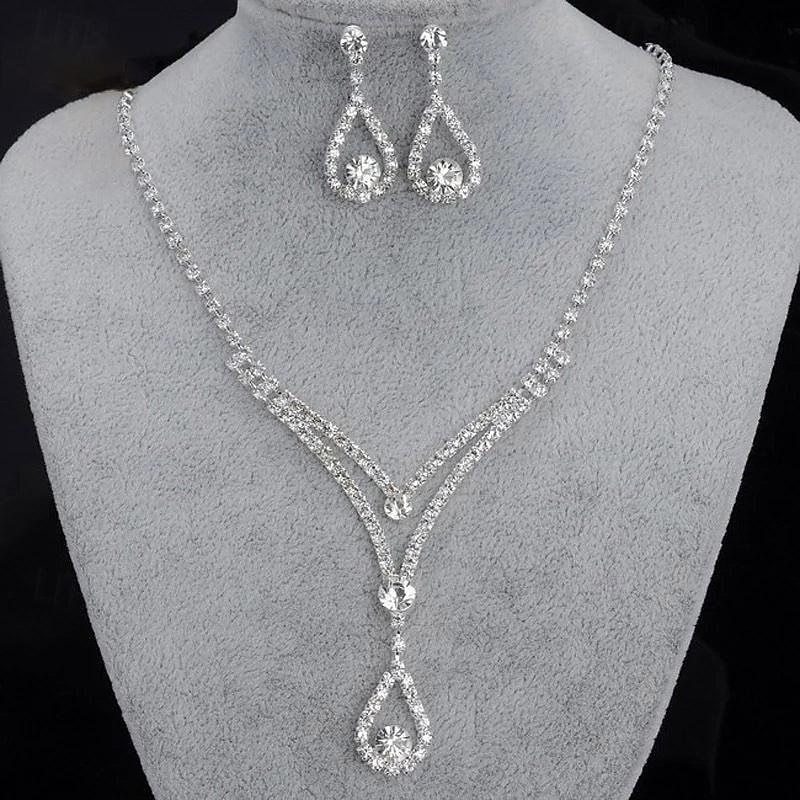 Bridal Jewelry Sets One-piece Suit Alloy Earrings Necklace Women's Luxury Cute Joy Geometric Jewelry Set For Party