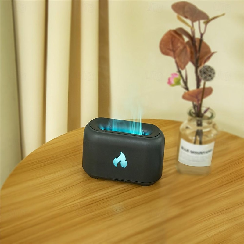 LED Smart Light Volcano Air Humidifier Flame Aroma Humidifier Crystal Salt Rock Fire Lamp Aroma Smell Device Essential Oil Diffuser for Home3