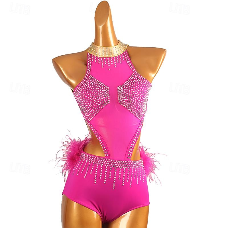 Figure Skating Dress Women's Girls' Ice Skating Dress Rose Red Patchwork Open Back Mesh Spandex High Elasticity Training Competition Skating Wear Classic Sleeveless Ice Skating Figure Skating