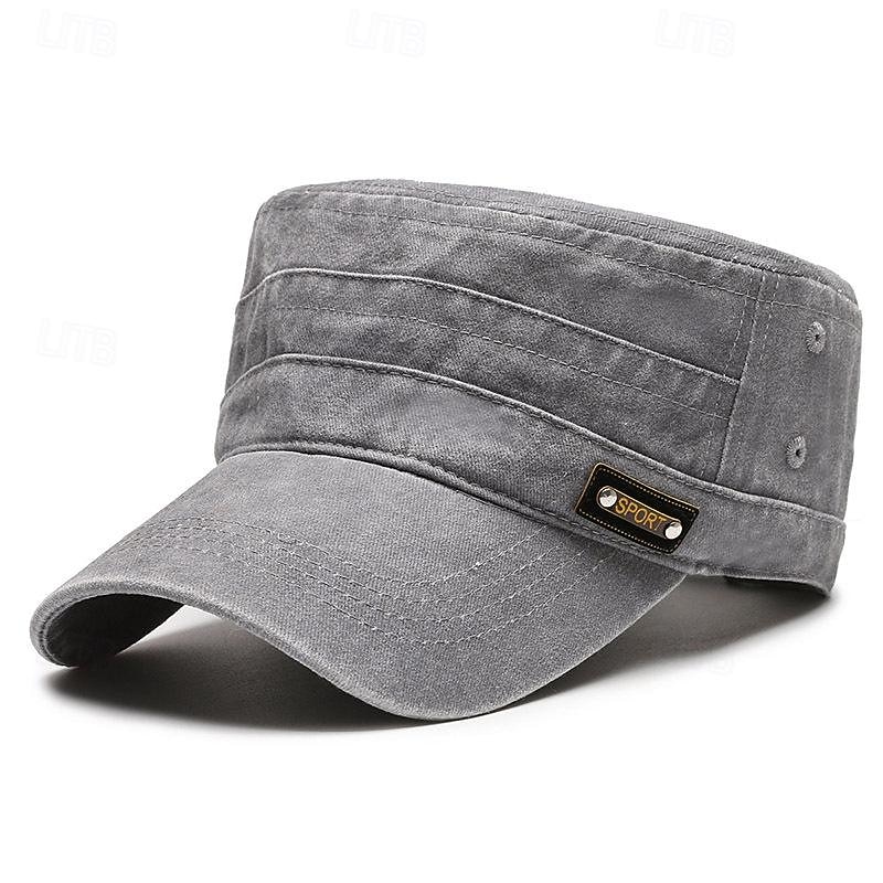 Men's Flat Cap Baseball Cap Military Cap Cadet Hat Black Brown Polyester / Cotton Blend Vintage Fashion Casual Street Daily Plain Adjustable Sunscreen Breathable3