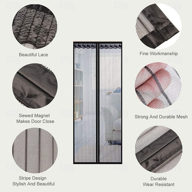 Anti Mosquito Insect Curtain Magnetic Door Screen, Garden Magnetic Fly Insect Door Screen Curtain Mosquito, Ultra Seal Magnets Close Automatically Keep Fresh Air in4