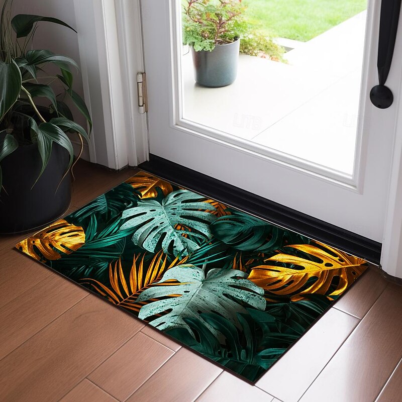 Tropical Leaves Doormat Non-Slip Oil Proof Rug Indoor Outdoor Mat Bedroom Decor Bathroom Mat Entrance Rug Door Mat3