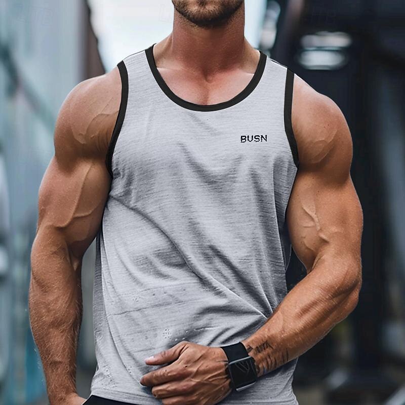 Men's Tank Top Vest Top Undershirt Sleeveless Shirt Sleeveless Crew Neck Summer Solid Color Sports Fashion Comfortable Print Street Casual Daily Black White Green Top Tee for Men