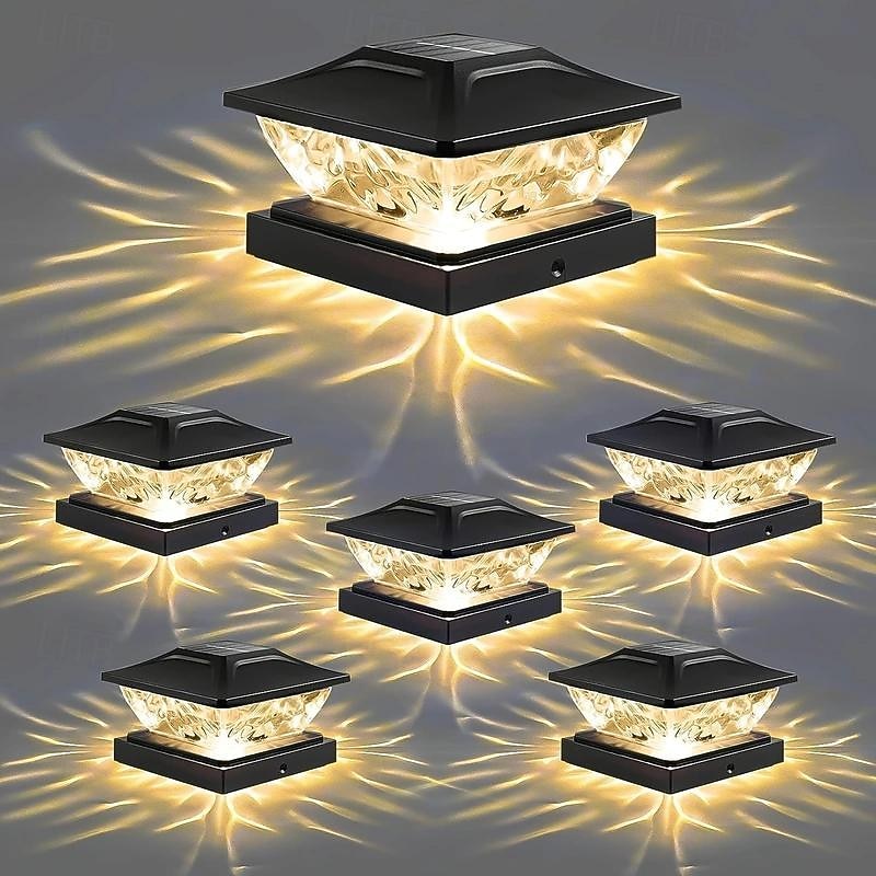 1pc Fence Post Solar Lights, Solar Post Cap Lights, Solar Powered Waterproof Deck Lights with Auto Switch, Suitable for Wood Fence Garden Patio2