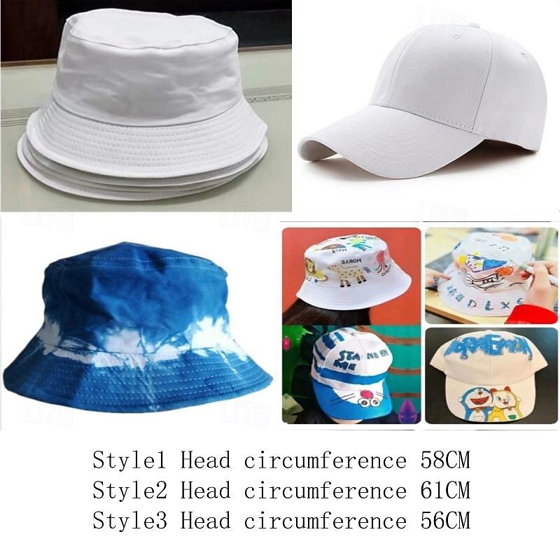 Batik Tie Dye Hat Pure Cotton White Fisherman Hat Baseball Hat Hand-Painted Graffiti White Embryo4