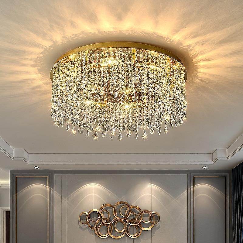 Gold Luxury LED Ceiling Chandeliers Compatible with Living Room Modern Crystal Hanging Lamp Compatible with Ceiling Home Decor,Ceiling Lighting3