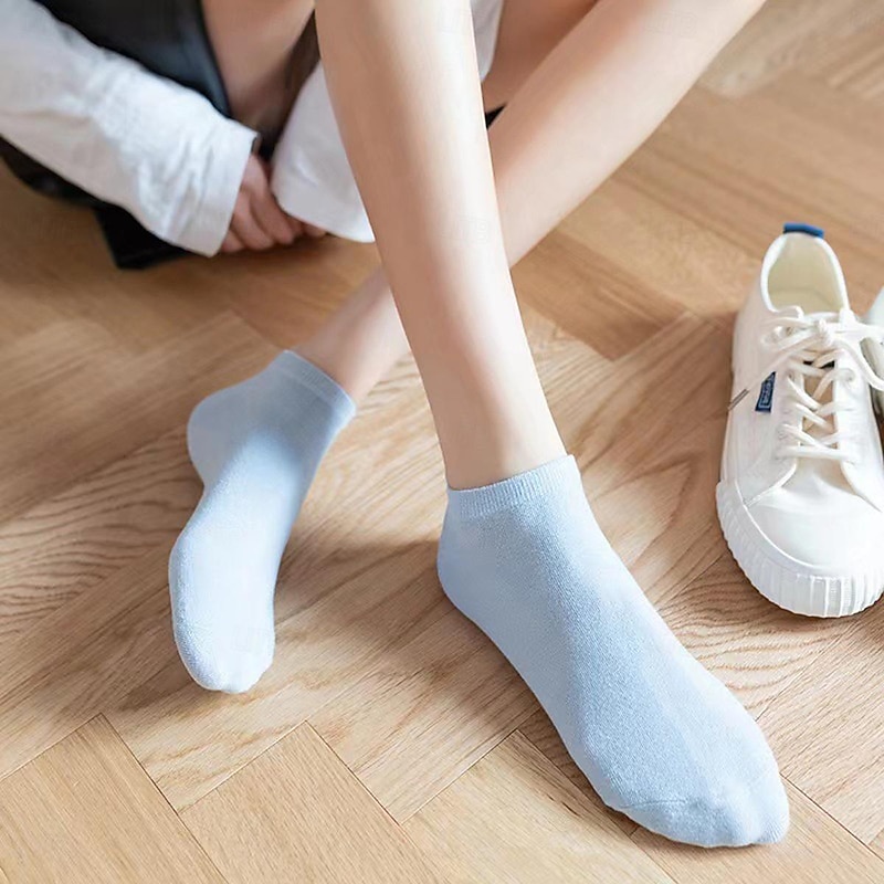 10 Pairs Women's Ankle Socks Low Cut Socks Work Daily Holiday Solid Color Cotton Sporty Casual Vintage Retro Casual Sports Socks4