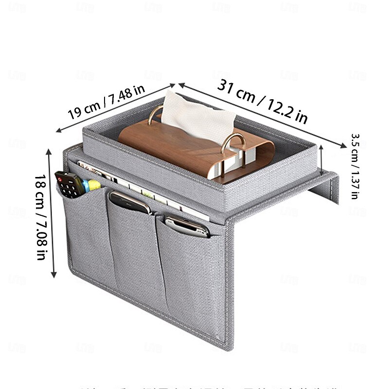 Armrest Organizer with Cup Holder, Tray, and Remote Control Holder for Recliner Sofa Armrests - Fits Couch Armrests, Chair Arms, Bedside - Storage Pouch for Phone, Tablet, Books, Magazines, Drink Holder3