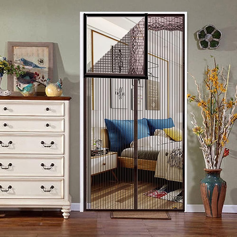 Anti Mosquito Insect Curtain Magnetic Door Screen, Garden Magnetic Fly Insect Door Screen Curtain Mosquito, Ultra Seal Magnets Close Automatically Keep Fresh Air in3