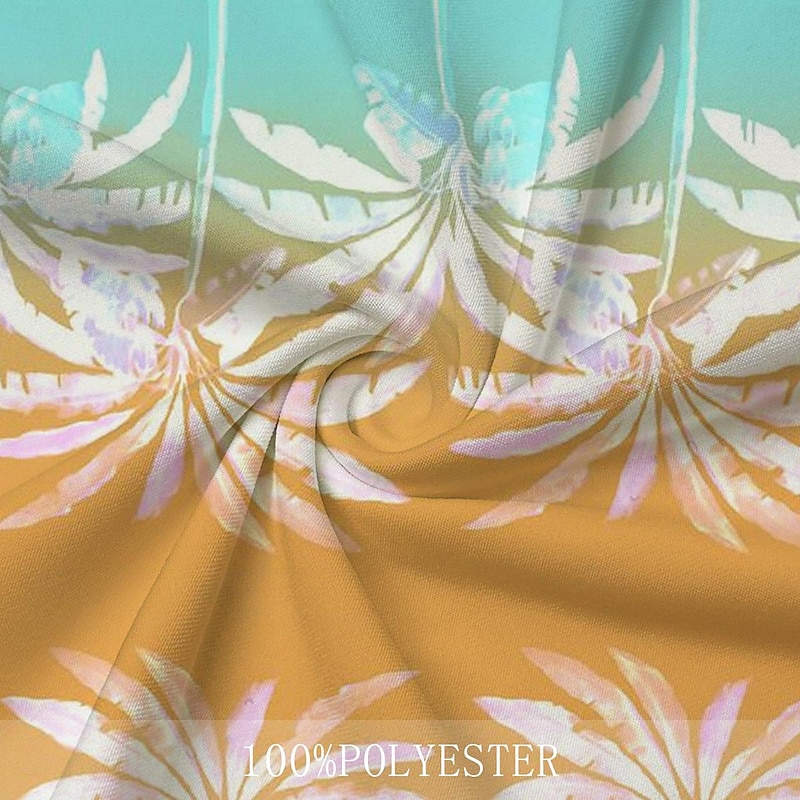 Kentucky Derby Men's Palm Tree Hawaiian Polo Shirts Golf Shirt Short Sleeve Polo Shirts Collared Shirts Beach Wear Vacation Wear Tropical Wear Party Outfits 3D Print Buttons Spring & Summer Pink Blue3