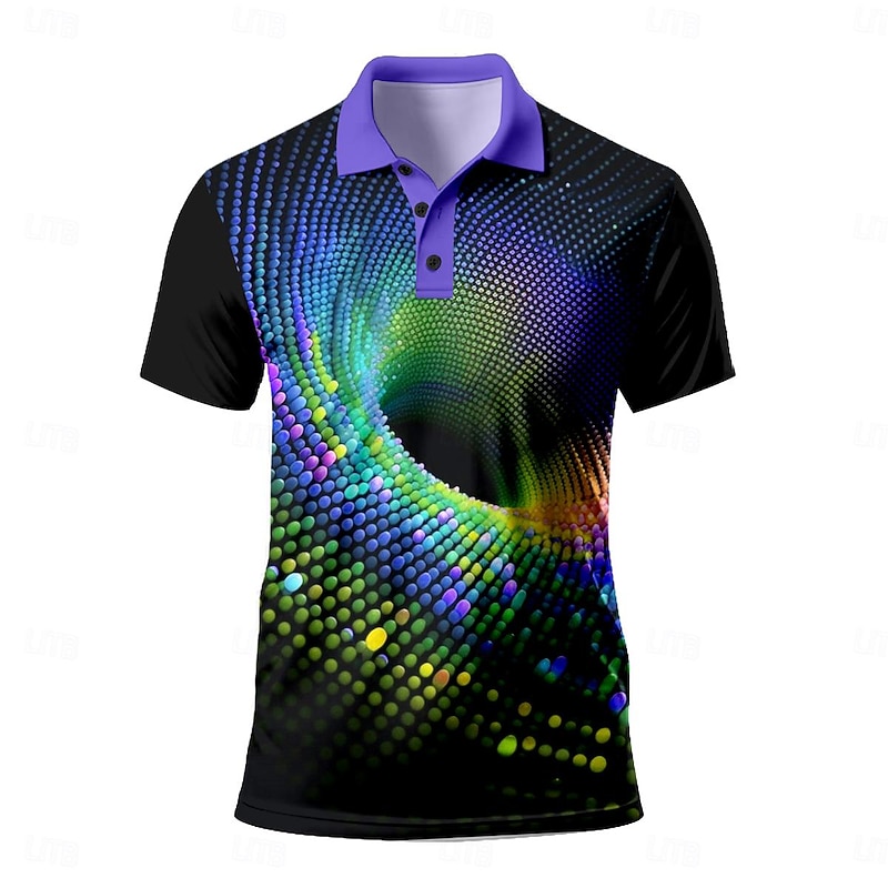 Men's Graphic Polo Shirts Golf Shirt Short Sleeve Polo Shirts Collared Shirts Casual Vacation Wear Rave Wear Party Outfits Buttons 3D Print Summer Spring Fall Yellow Purple Orange4