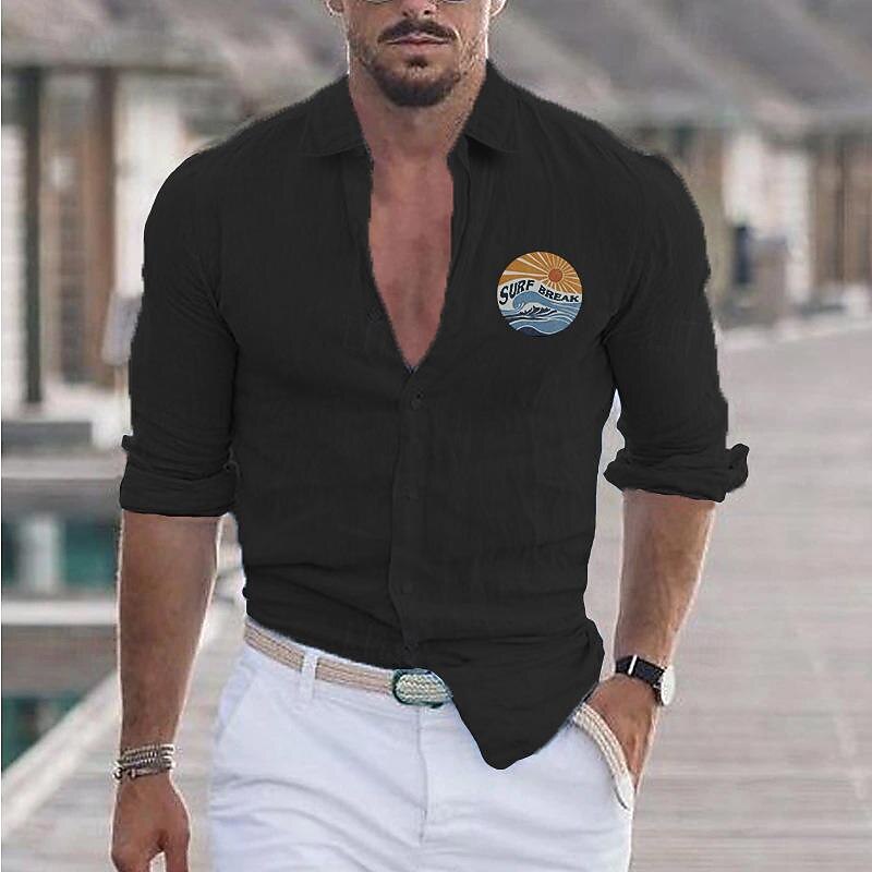 Men's Shirt Cotton Linen Shirt White Cotton Shirt Casual Shirt Sun Casual Daily Black White Pink Gray Long Sleeve Turndown Summer Clothing Apparel2