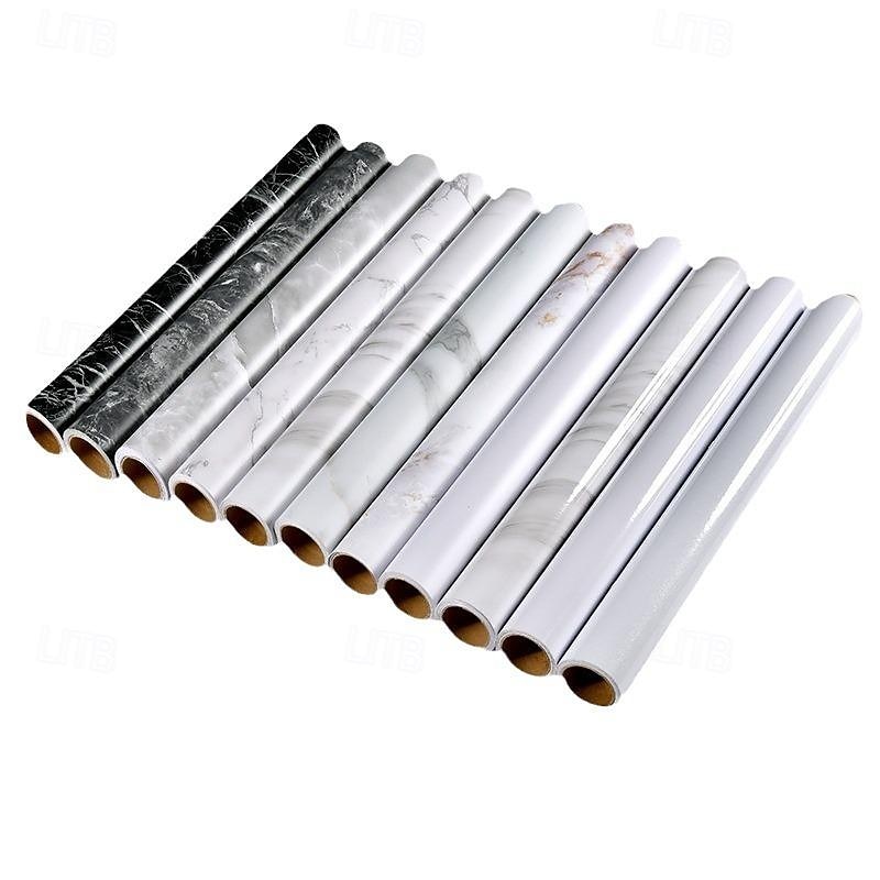 Self Adhesive Marble Wallpaper Waterproof Oil Proof Thickened Matte Surface Kitchen Decoration Refurbished Sticker Furniture Protection Film 3 Meters4