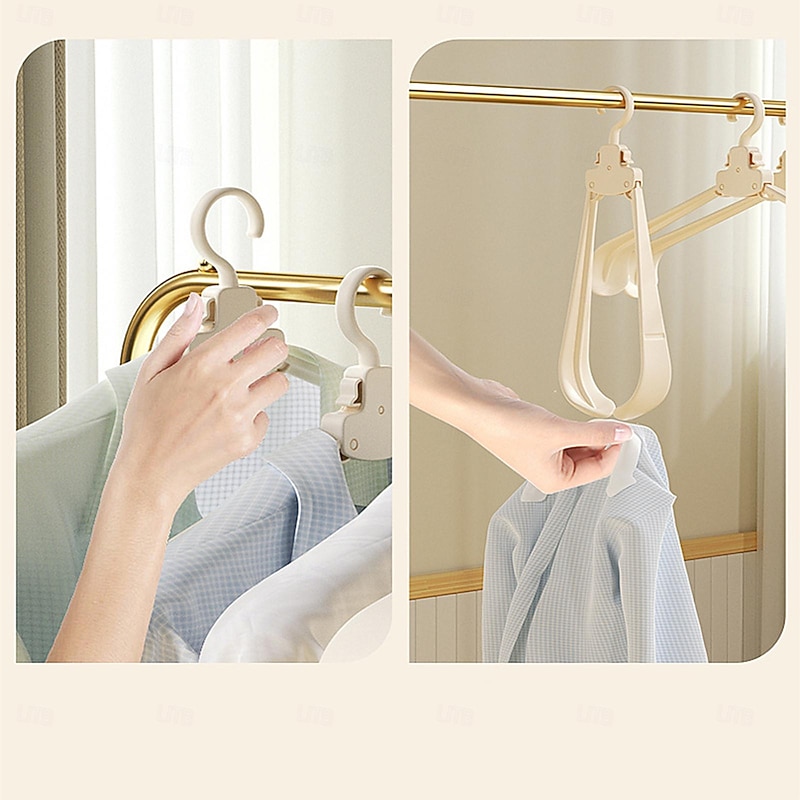 10-Pack Folding Clothes Hangers - Multi-functional for Home, Balcony, Travel, Business Trips; Portable Storage, Wide Shoulder, Traceless, Clothes Drying Rack4