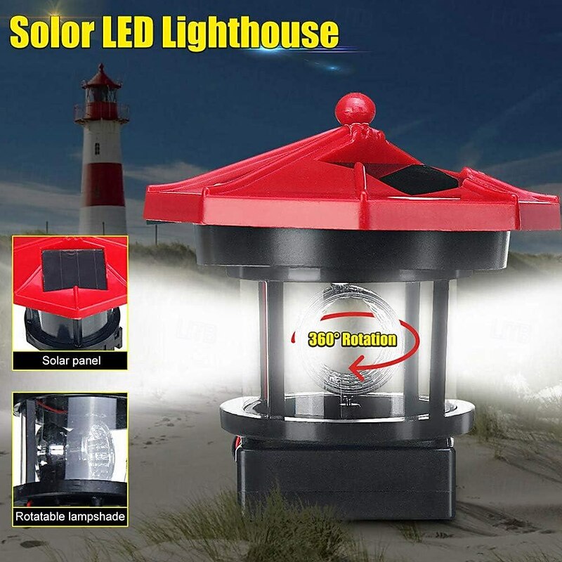 Lighthouse LED Solar Light Tower Ground Lamp Pathway Lamp Outdoor Landscape Lights Temple Night Lamp Rotating Solar Light Villa Lamp Beacon Lamp Beacon Light Resin to Rotate