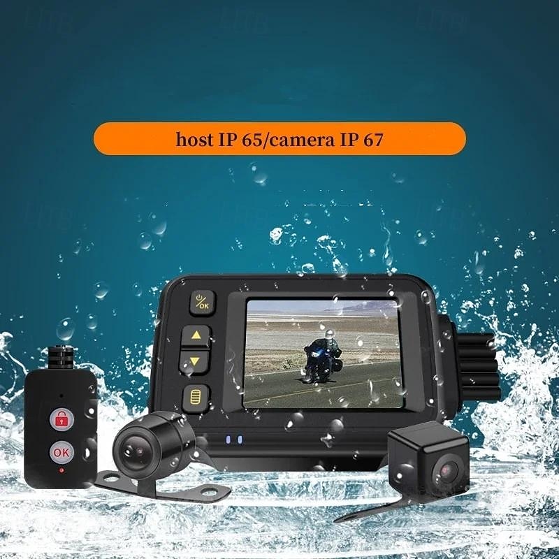 2-Inch Waterproof Motorcycle High-Definition Camera DVR Motorcycle Driving Recorder Front and Rear CamerasBlack Night Vision Box2