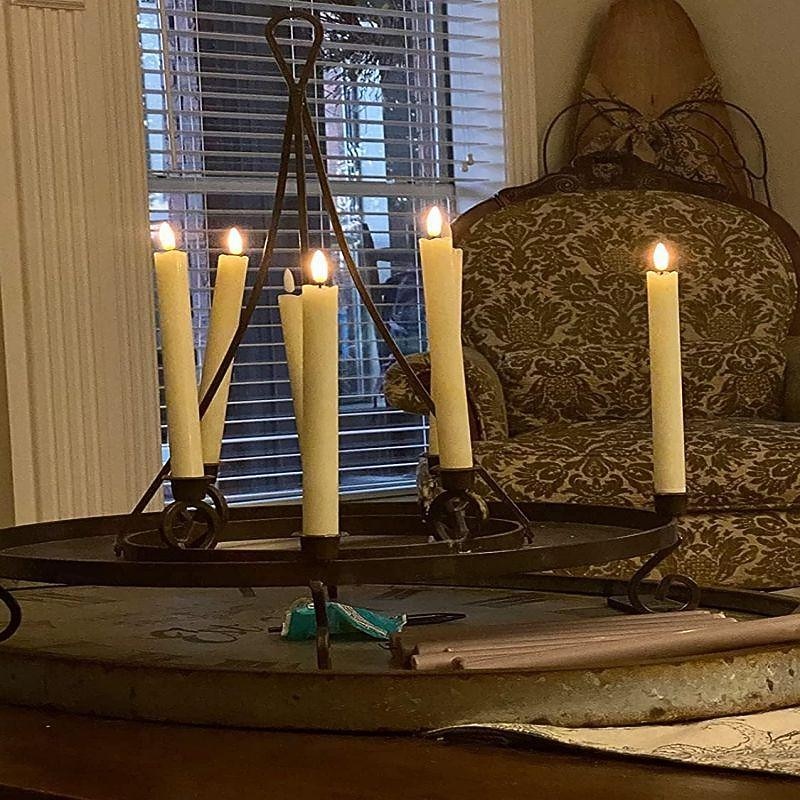 LED Candle Flameless Light Ivory Taper Candles Flickering with 10-Key Remote LED Cone Candle Light for Church Wedding Birthday Party Christmas Halloween Dinner Decor Bullet Pole Light3