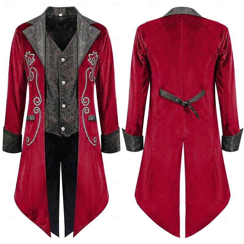 Retro Vintage Punk & Gothic Medieval Coat Tailcoat Prince Nobleman Jacquard Fancy Dress Men's Royal Steampunk Masquerade Party Adults' Coat3